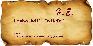 Hambalkó Enikő névjegykártya